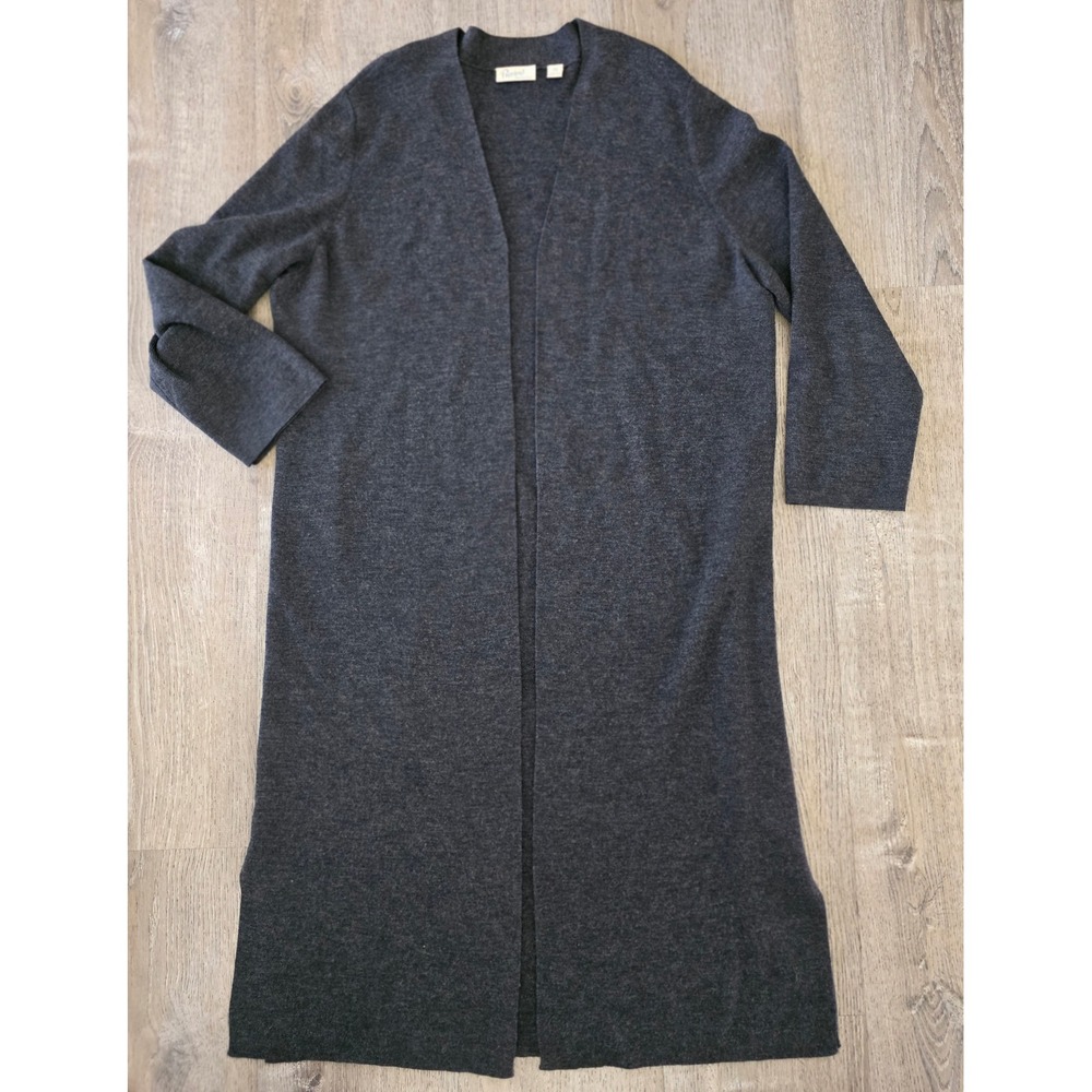 Women's Gray 100% Merino Wool Long Open Front Cardigan Size‎ 2XL Sweater Duster